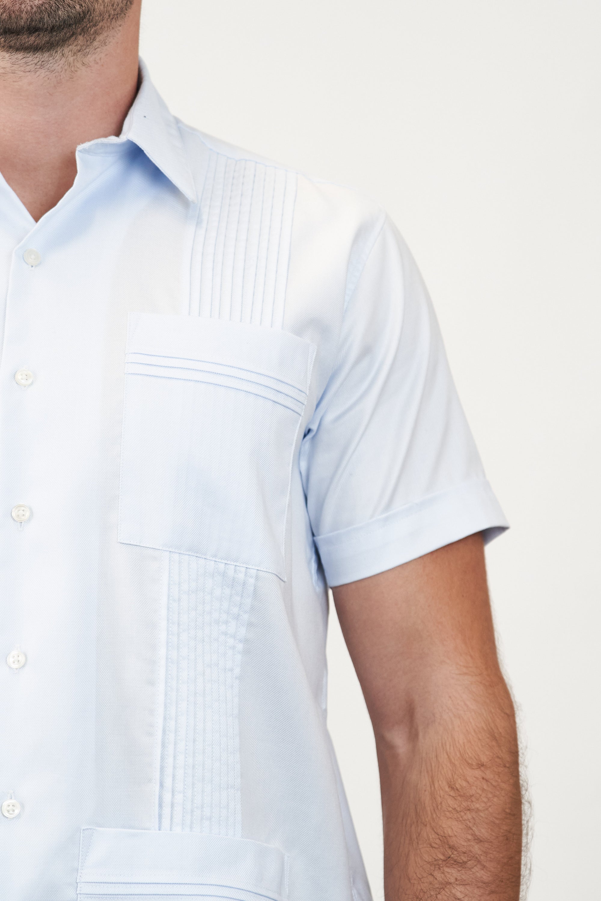 El Jefe Guayabera Light Blue Woven