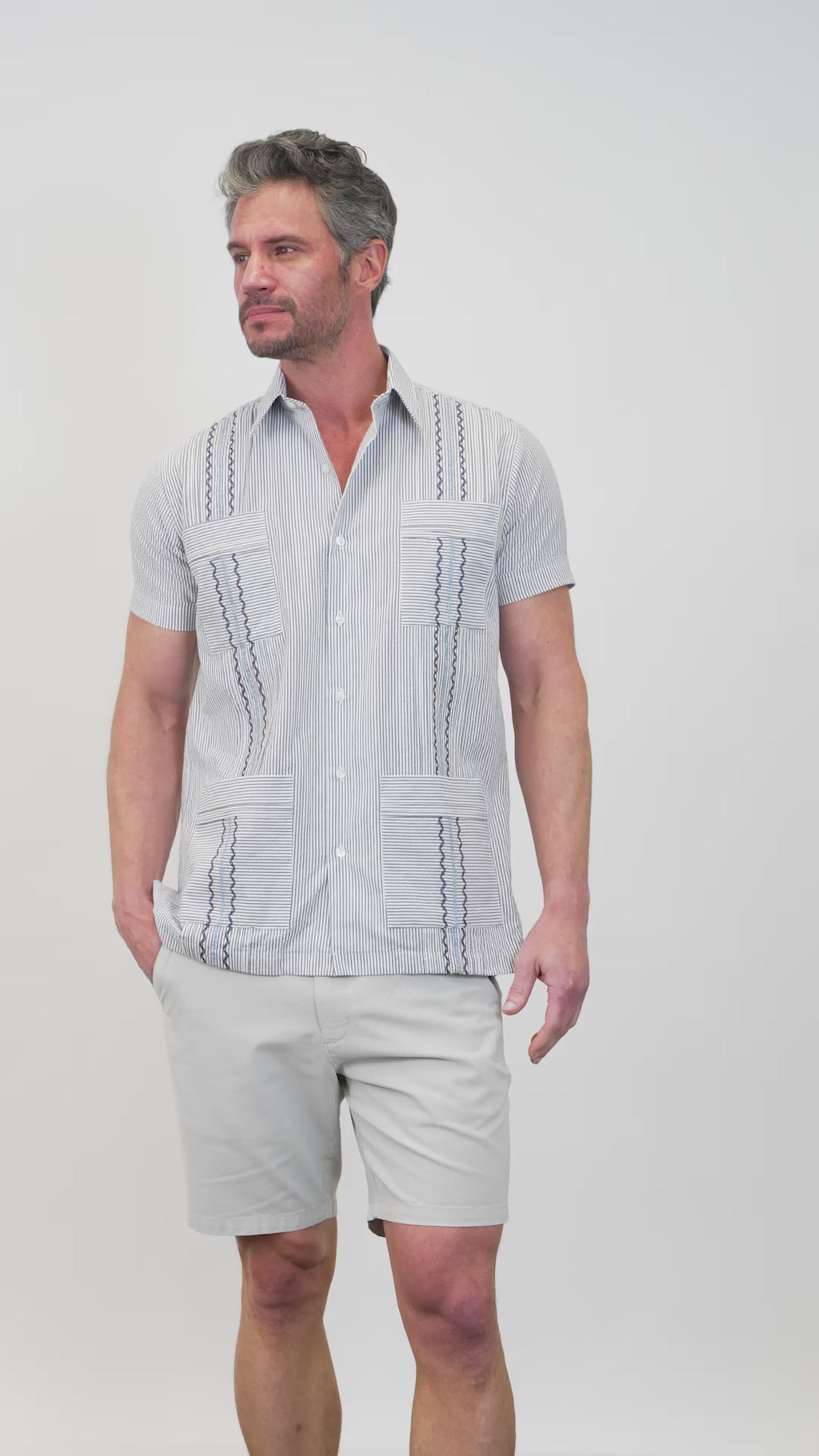 Charleston Hemingway Guayabera - Navy